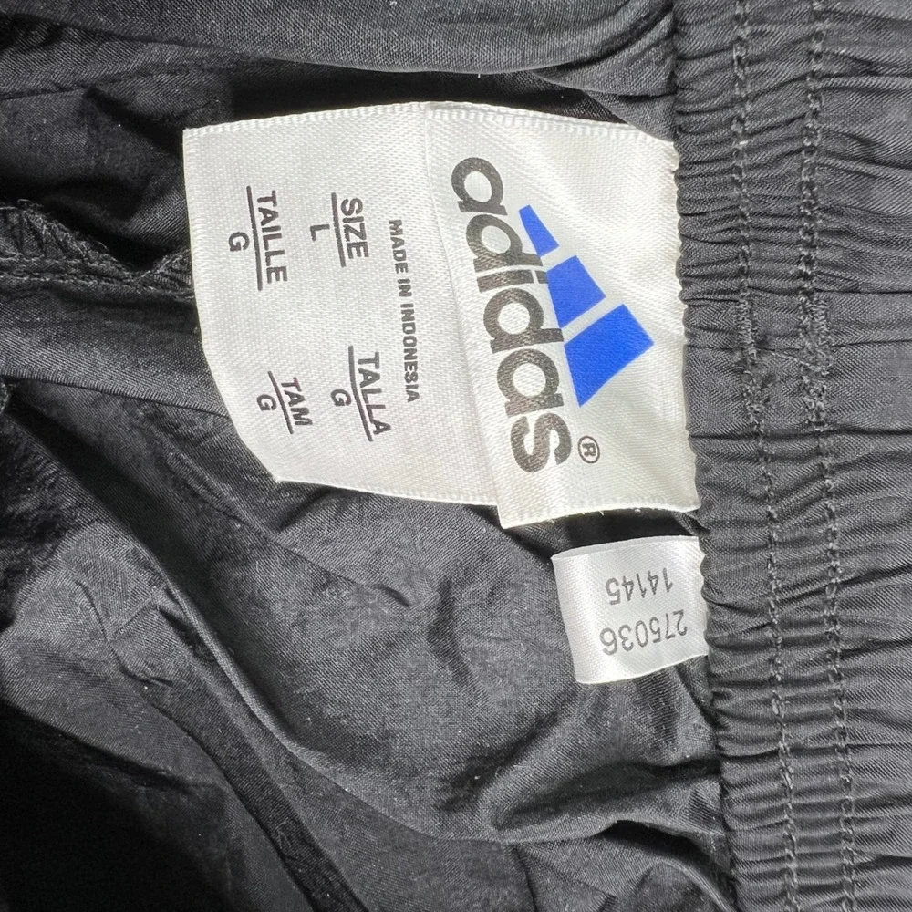VTG Adidas Track Pants Mens Large Black Striped Nylon Ankle Zip Athletic Warmup